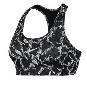 Nike Dri Fit Womens Compression Sports Bra Black White Quake - Medium